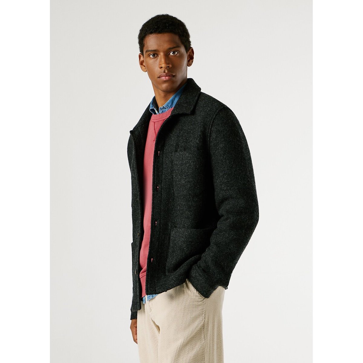 Veste en laine mélangée PATRICK gris anthracite, PEPE JEANS