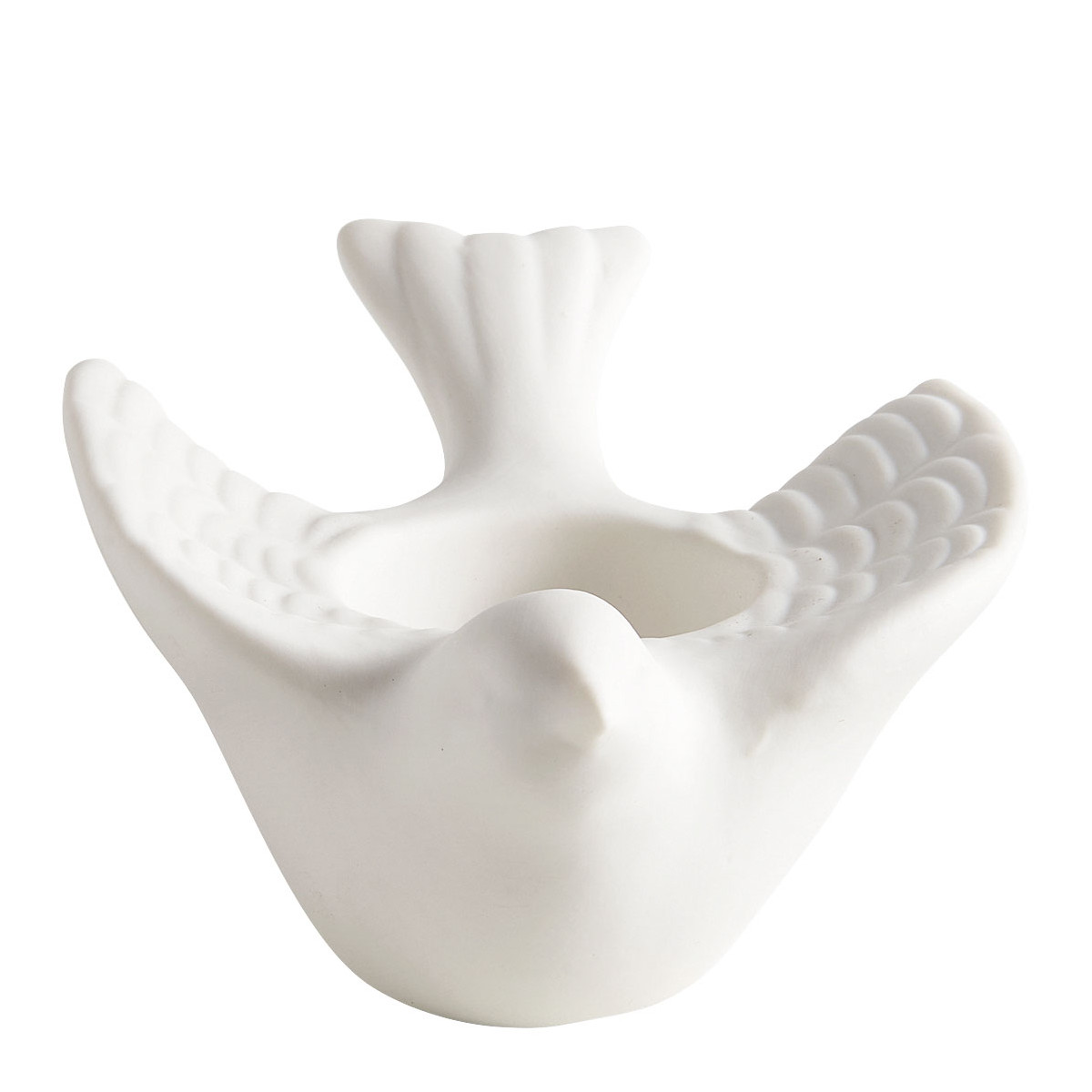 Bougeoir Mésange en biscuit de céramique blanc, MATHILDE M