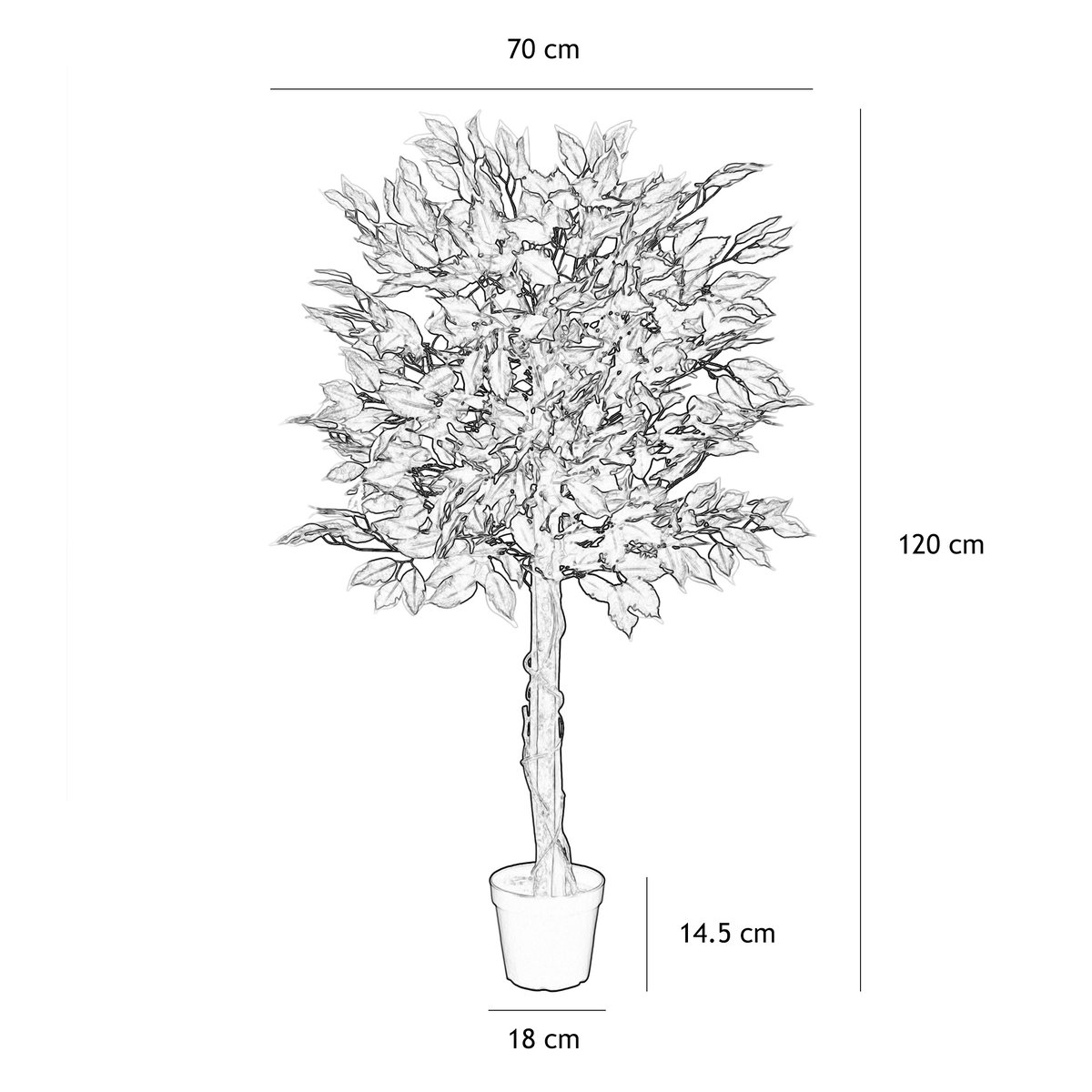 Ficus artificiel panaché 588 feuilles 120cm autres, LIGNE DECO