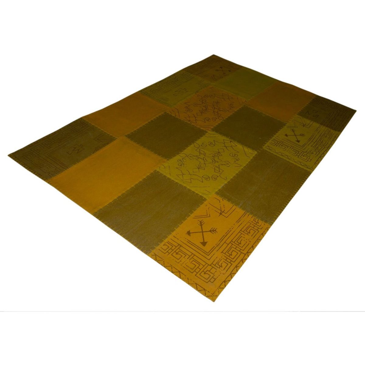 Tapis coton fait main LYRICAL, Rectangulaire multicolore, jaune, ARTE ESPINA