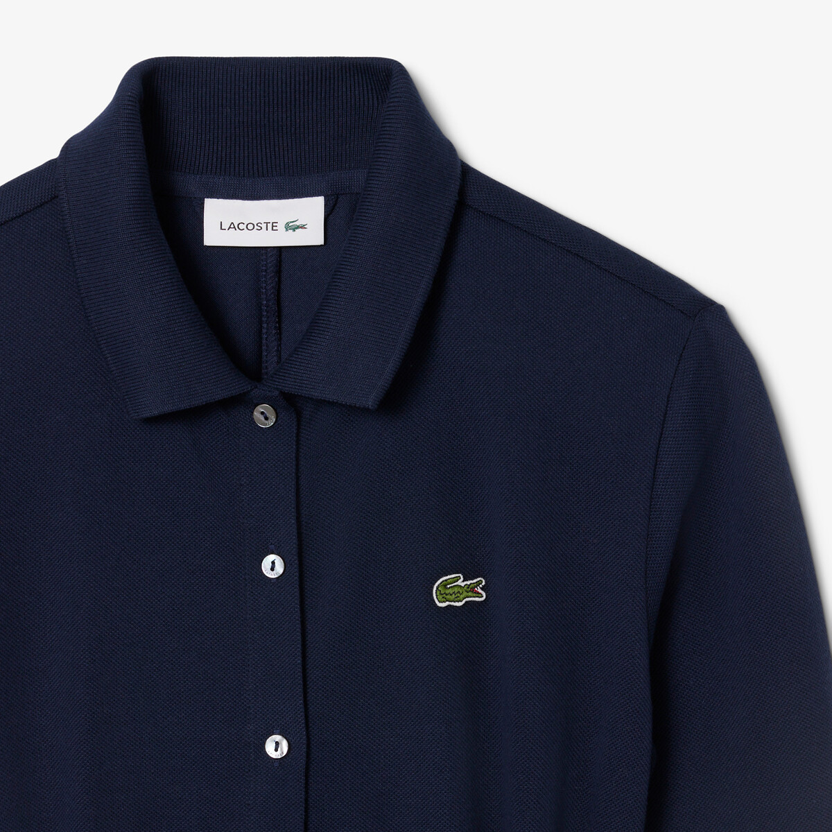 Robe col polo Petit Piqué ceinturée bleu-166, LACOSTE