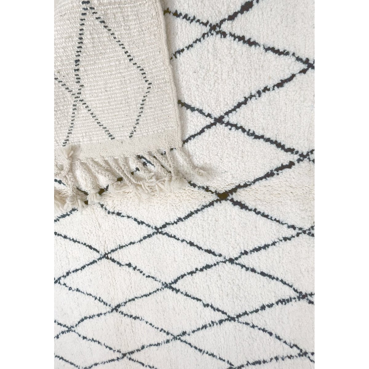Tapis berbère à losanges au design élégant 150 cm x 250 cm beige sable, AFK LIVING