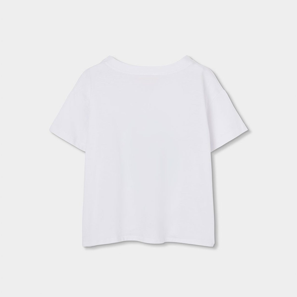 T-shirt fille mancs courtes coton blanc, BOBOLI