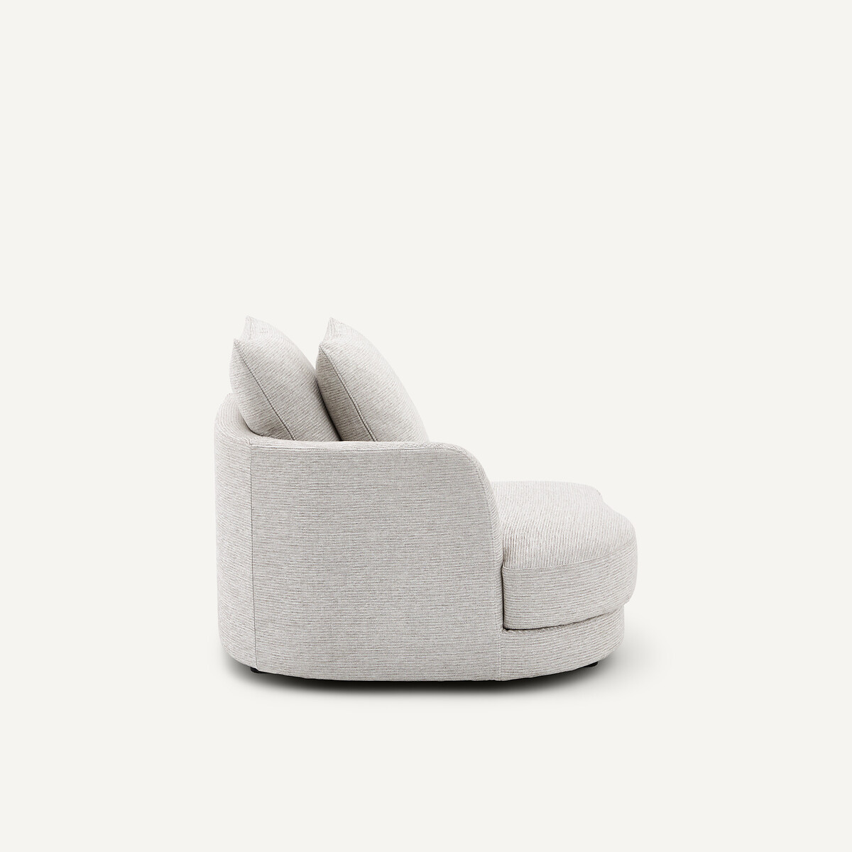 Demi-canapé gauche, arrondi, modulable en coton côtelé, TIBERIO gris moyen, AM.PM