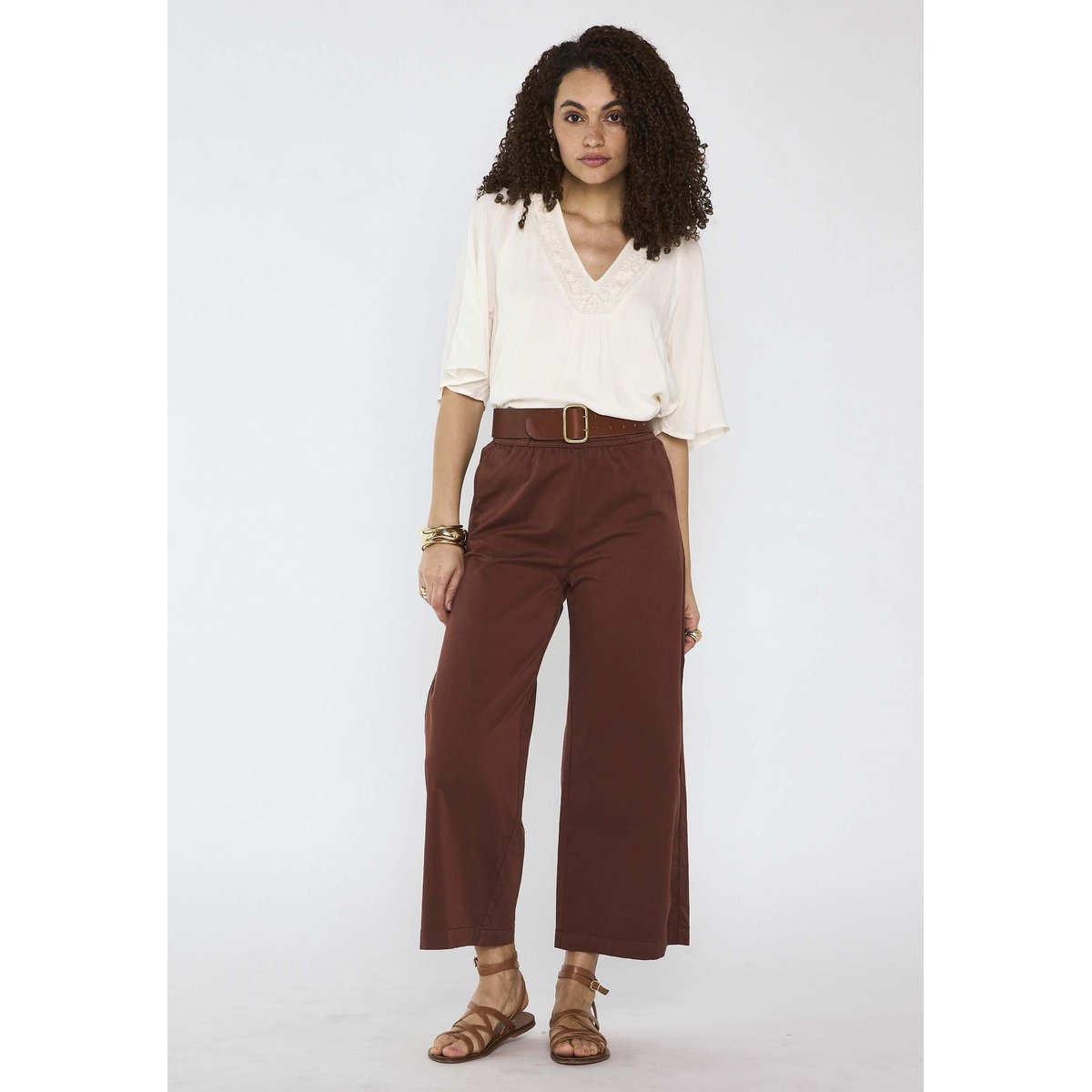 Blouse brodée à manches 3/4 DEBORAH creme, Maison 123