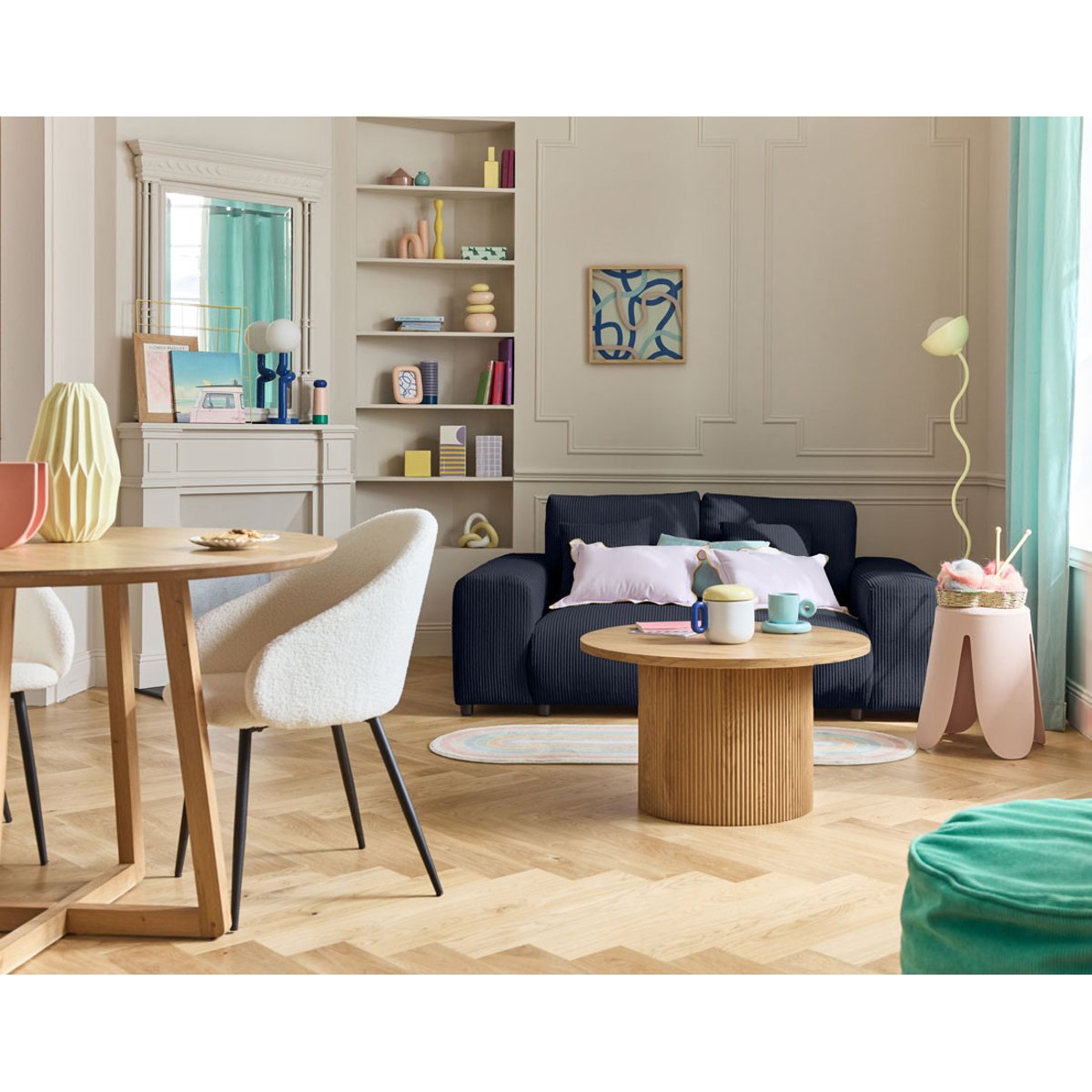 Canapé fixe 2 places - GARANCE bleu nuit, BEST MOBILIER