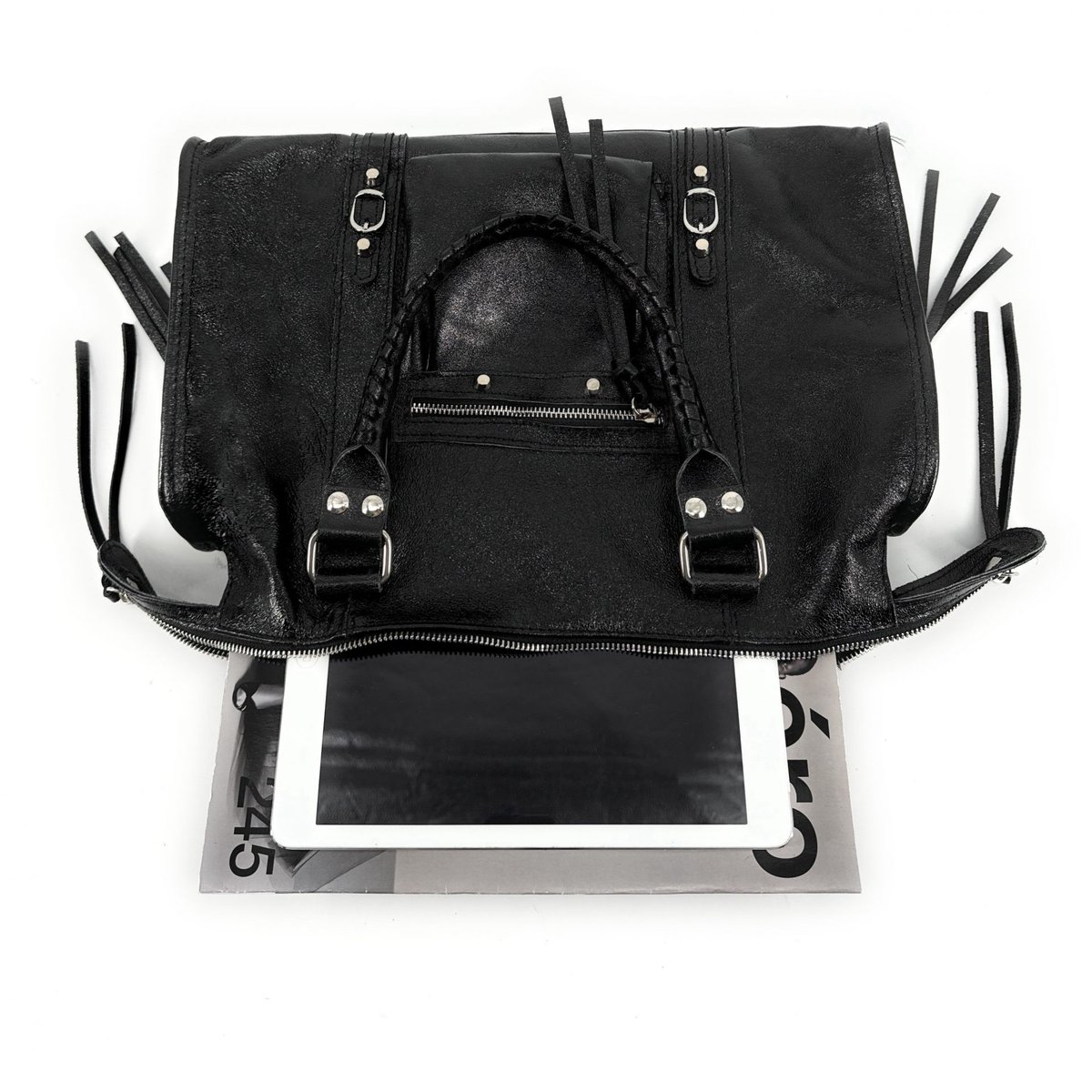 Sac à main en cuir irisé SANDSTORM SILVER noir irisé, OH MY BAG
