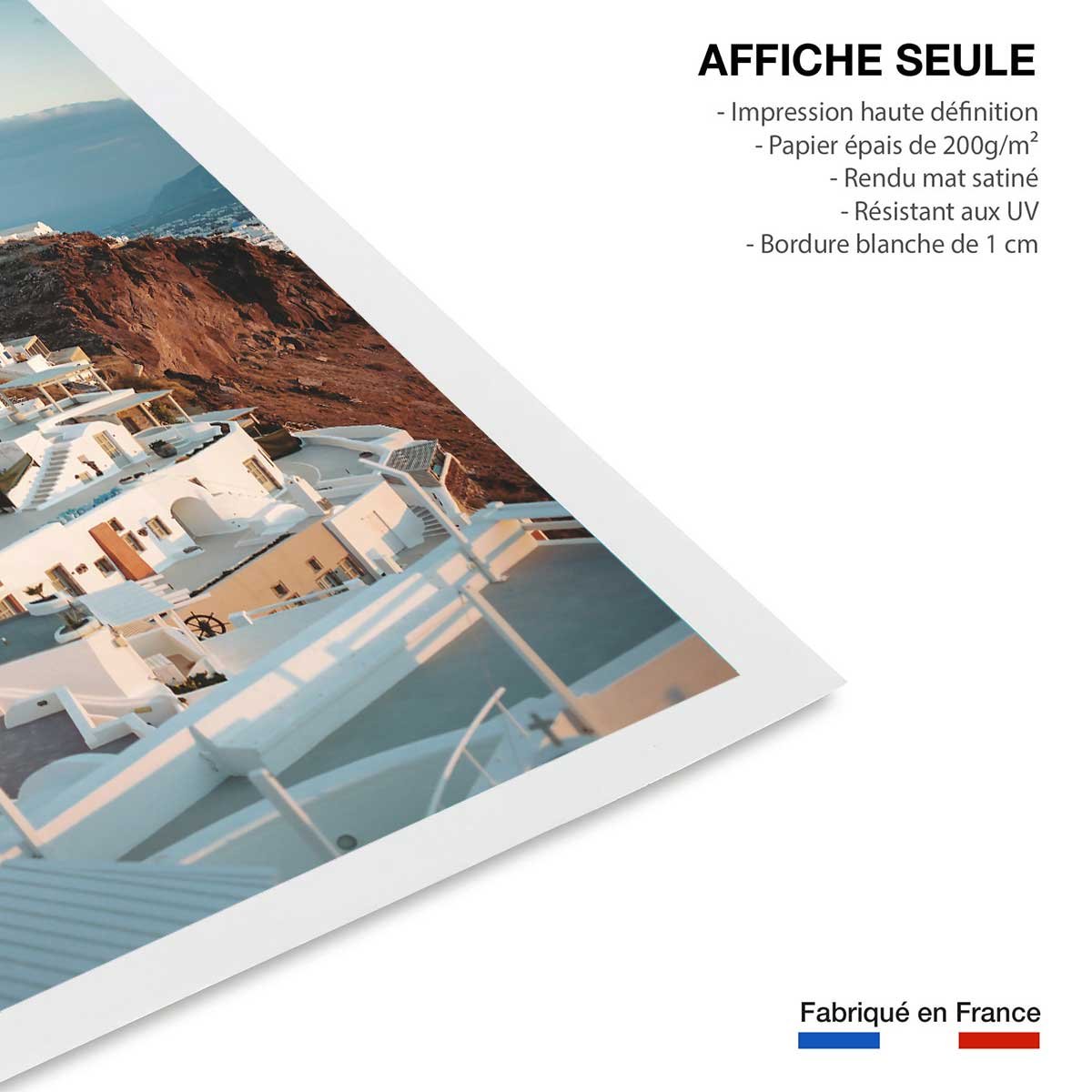 Poster photo paysage les cyclades ""santorini"" affiche seule, HEXOA