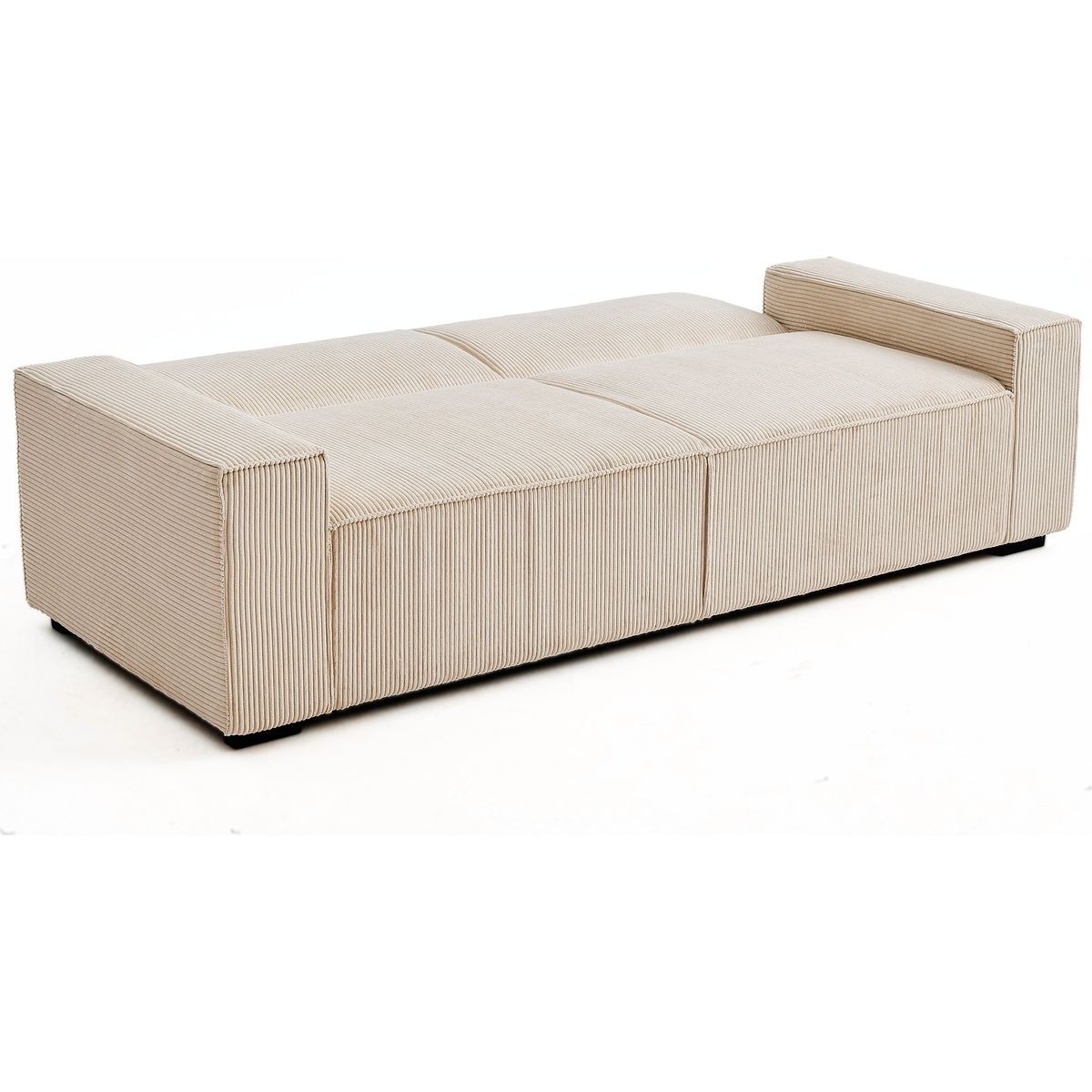 Canapé droit convertible 3 places en velours côtelé - NOMA beige, HOMIFAB