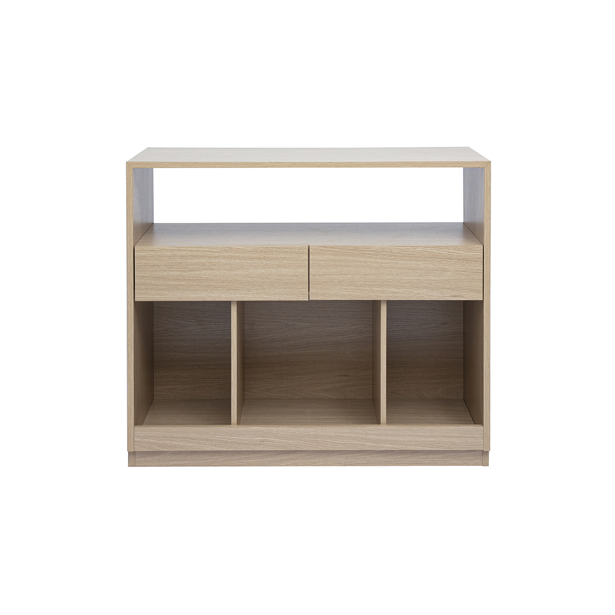 Console avec tiroirs finition bois clair chêne L100 cm RUBINA chêne clair, MILIBOO