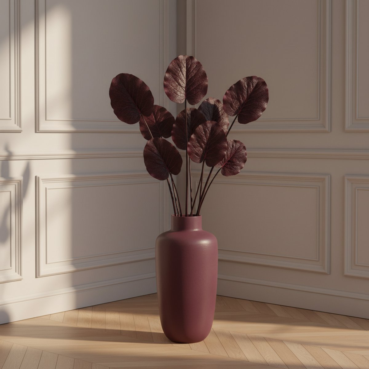 Feuille de galax artificielle H85 bordeaux, SIA DECO