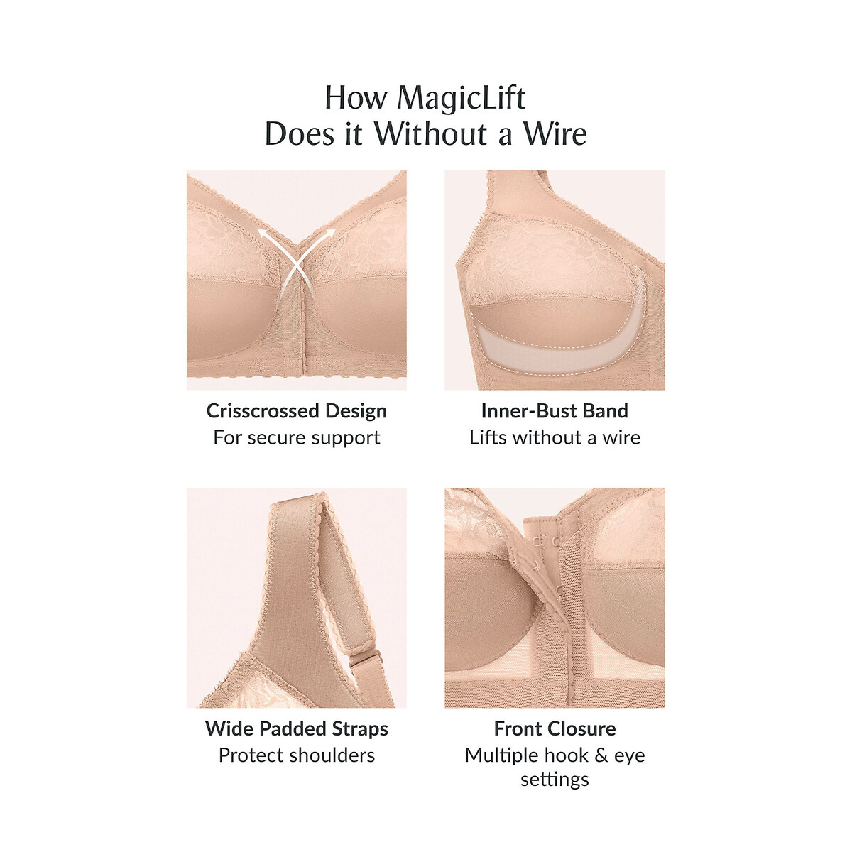 Steunende BH, Magic Lift wit, GLAMORISE