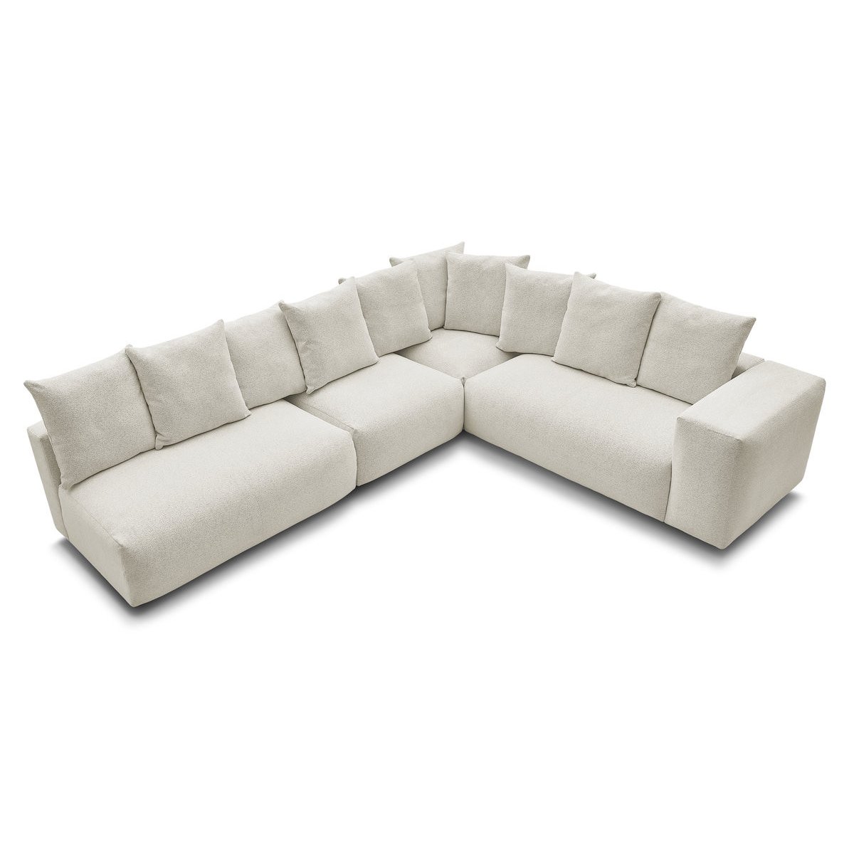Canapé modulable 6 places en tissu chiné, VOLTAIRE blanc, BOBOCHIC