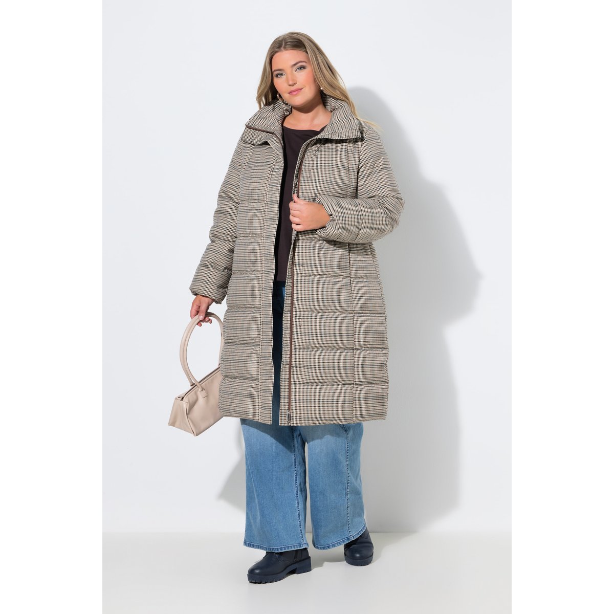 Manteau matelassé, motif pied-de-poule blanc cassé, ULLA POPKEN