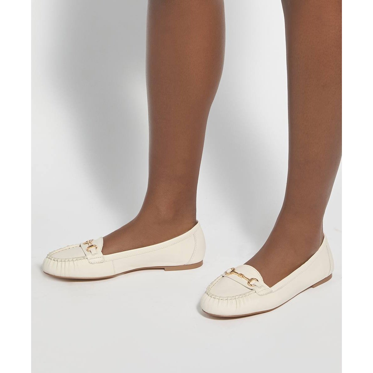 Mocassins en cuir à bout froncé - GUNO white-leather, DUNE LONDON
