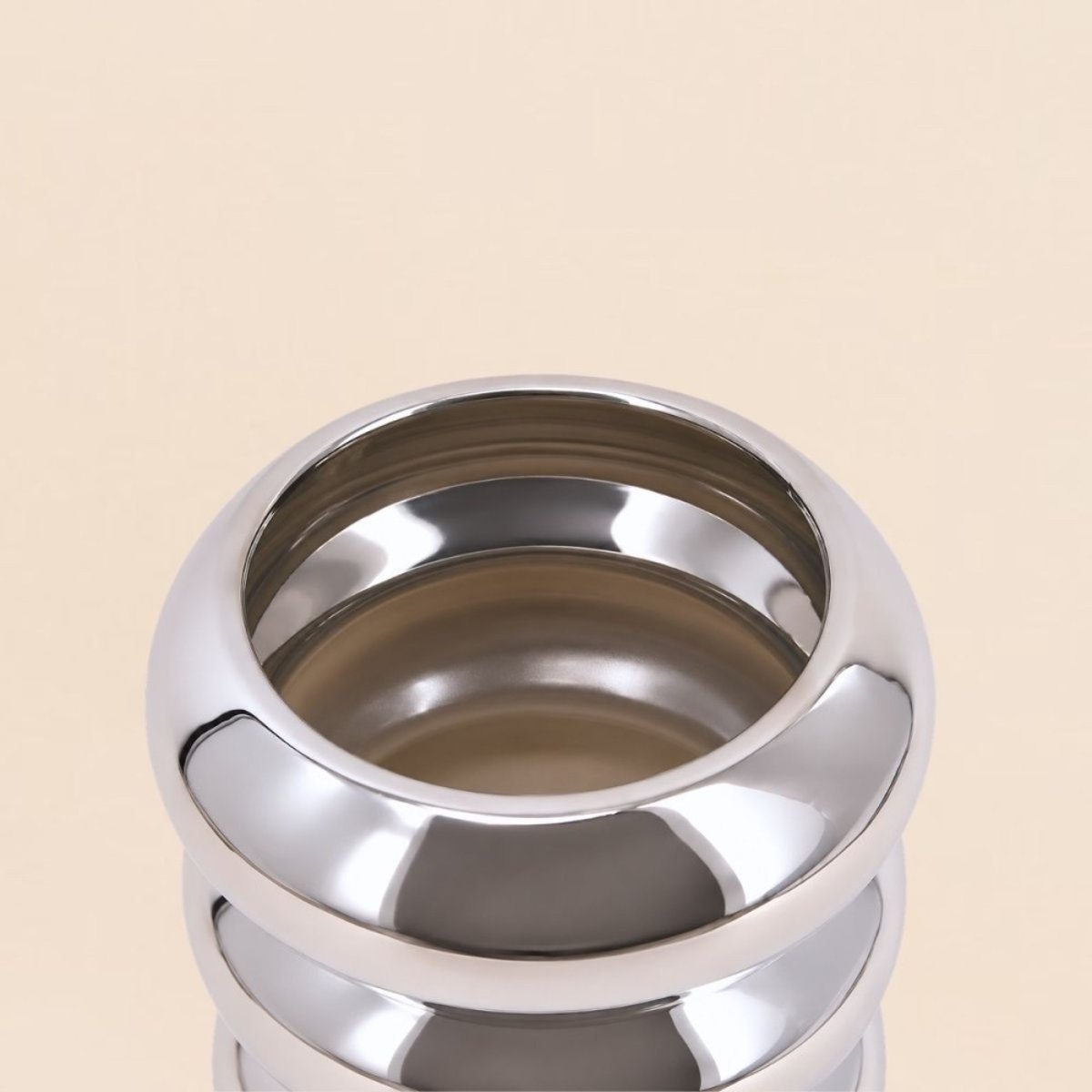 Vase en verre ceinture effet, H18cm gris, ORNAMI