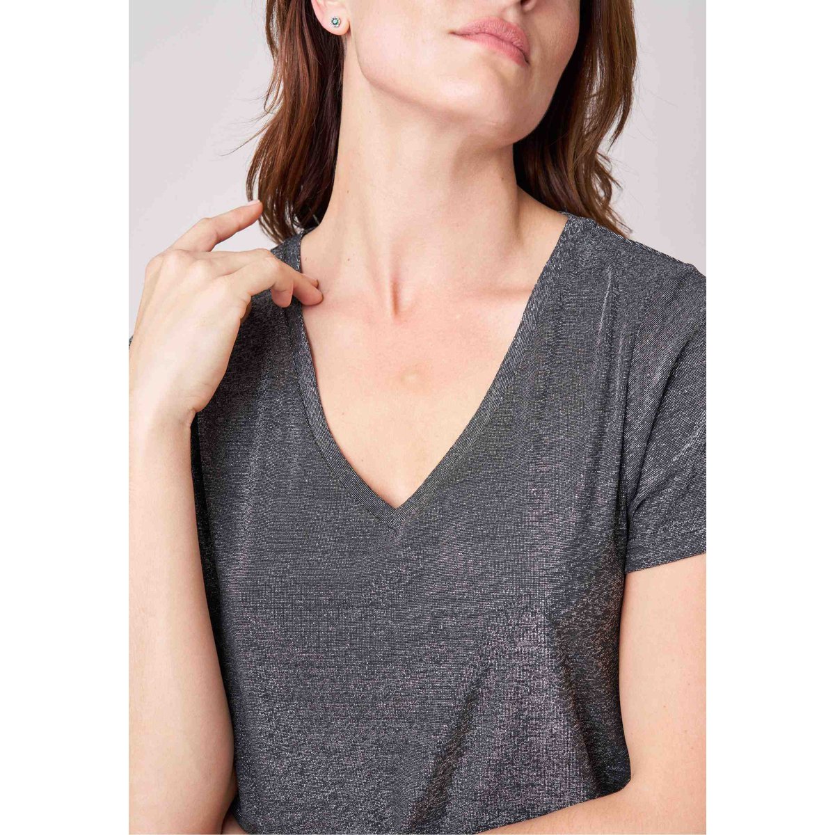 T-shirt femme en fil textile GLORY silver, DEELUXE