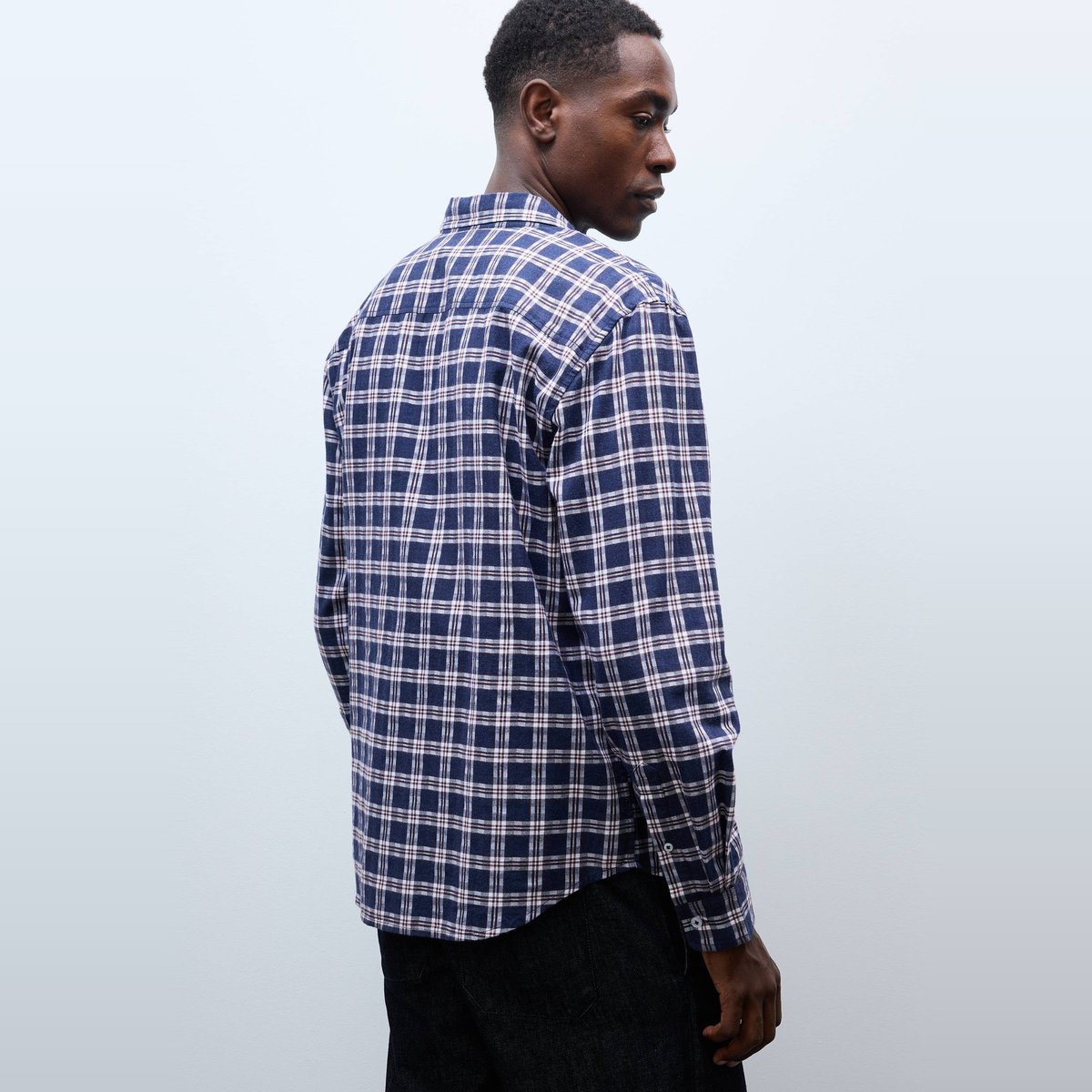 Chemise en flanelle à carreaux en coton BIO GOTS marine, MONOPRIX