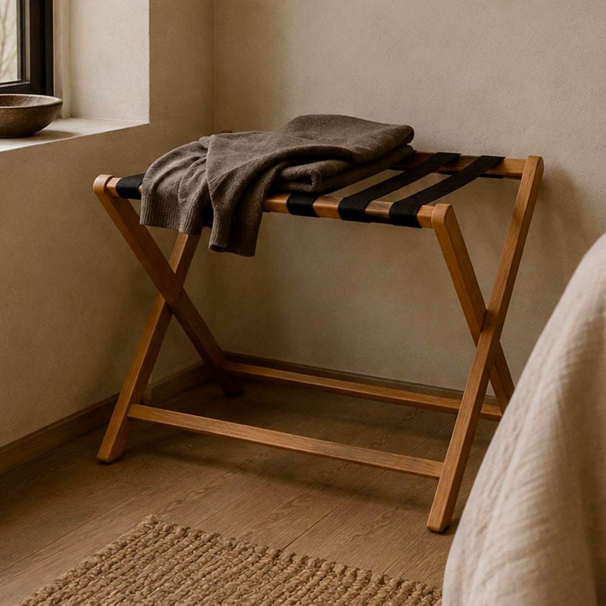 Porte-bagage en bois de chêne pliable 68X44X58CM bois, WADIGA