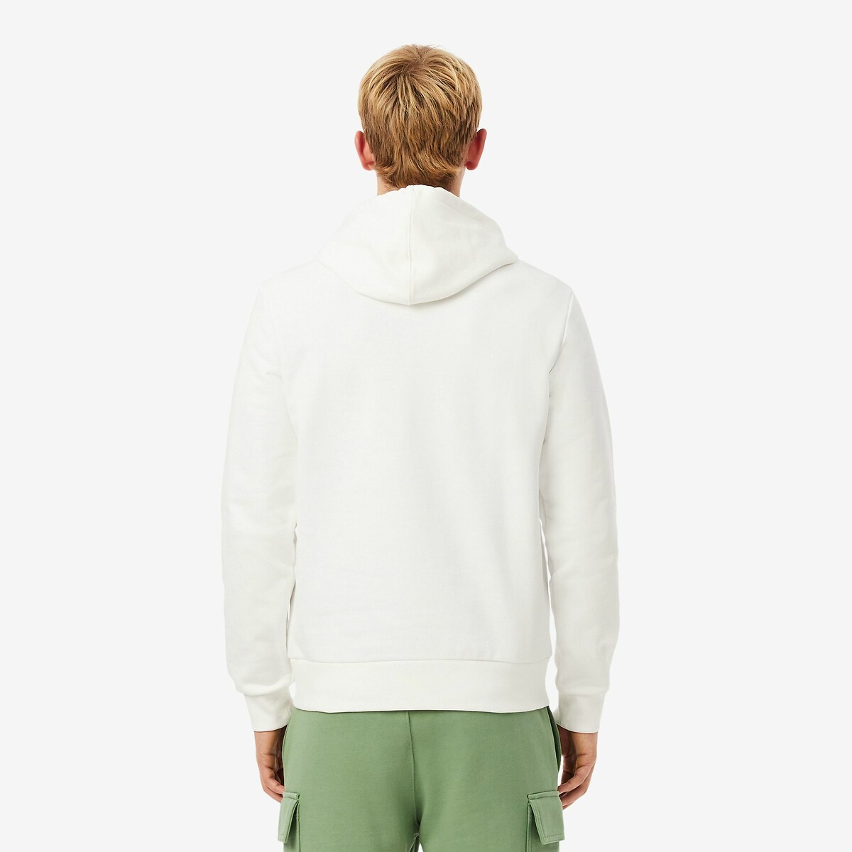 Sweat à capuche color-block ecru, LACOSTE