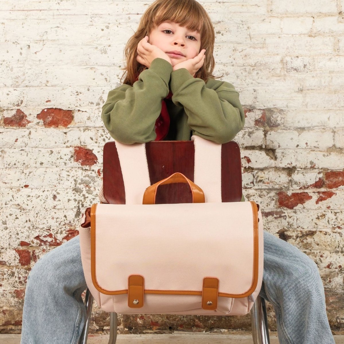 Cartable A4 maternelle beige, marron, ATELIER WAGRAM