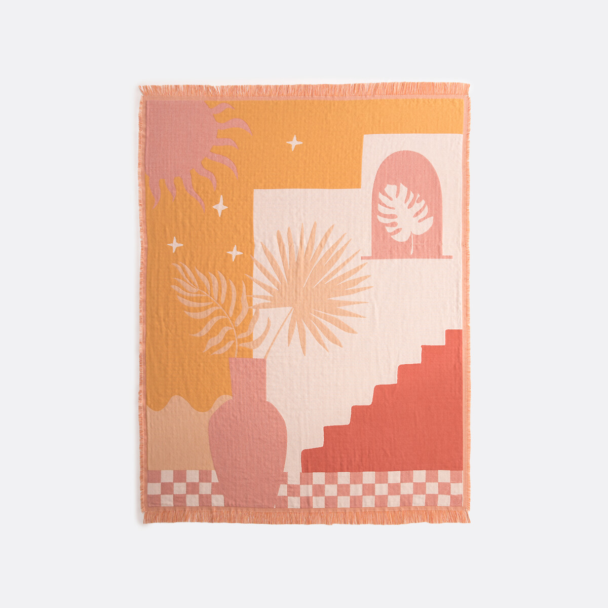 Plaid jacquard frangé, Santorin multicolore, LA REDOUTE INTERIEURS