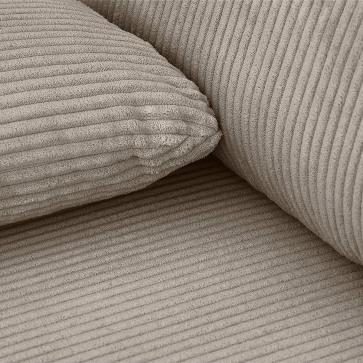 Banquette canapé d'angle gauche convertible 3 places velours côtelé avec coffre NELSON taupe, SWEEEK