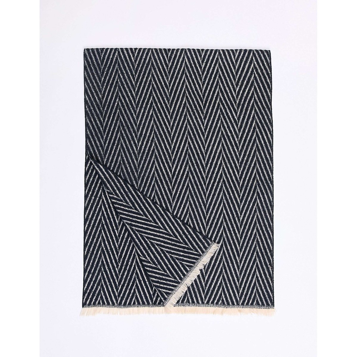 Écharpe chevron à franges HAMIDA bleu navy, LA FIANCÉE