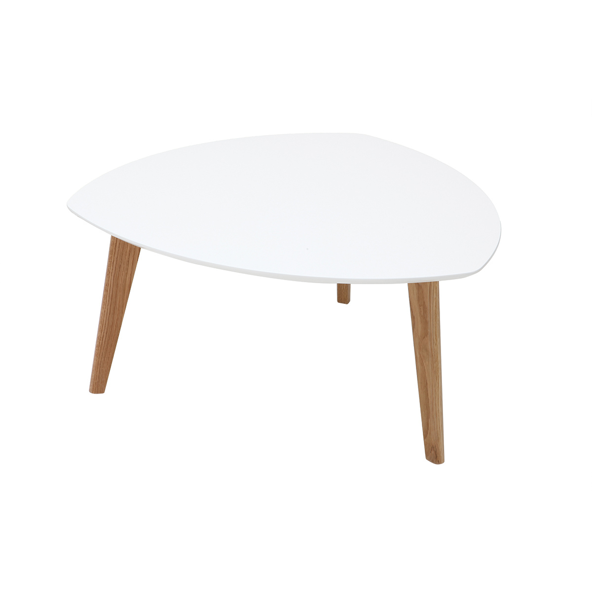 Table basse scandinave blanc et bois clair chêne L80 cm EKKA blanc, MILIBOO