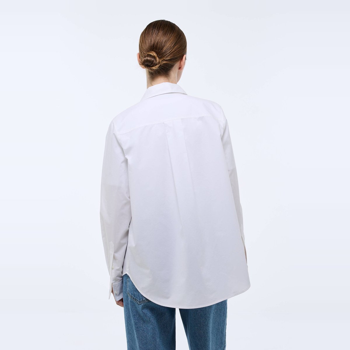 Chemise manches longues unie en coton BIO GOTS blanc, MONOPRIX