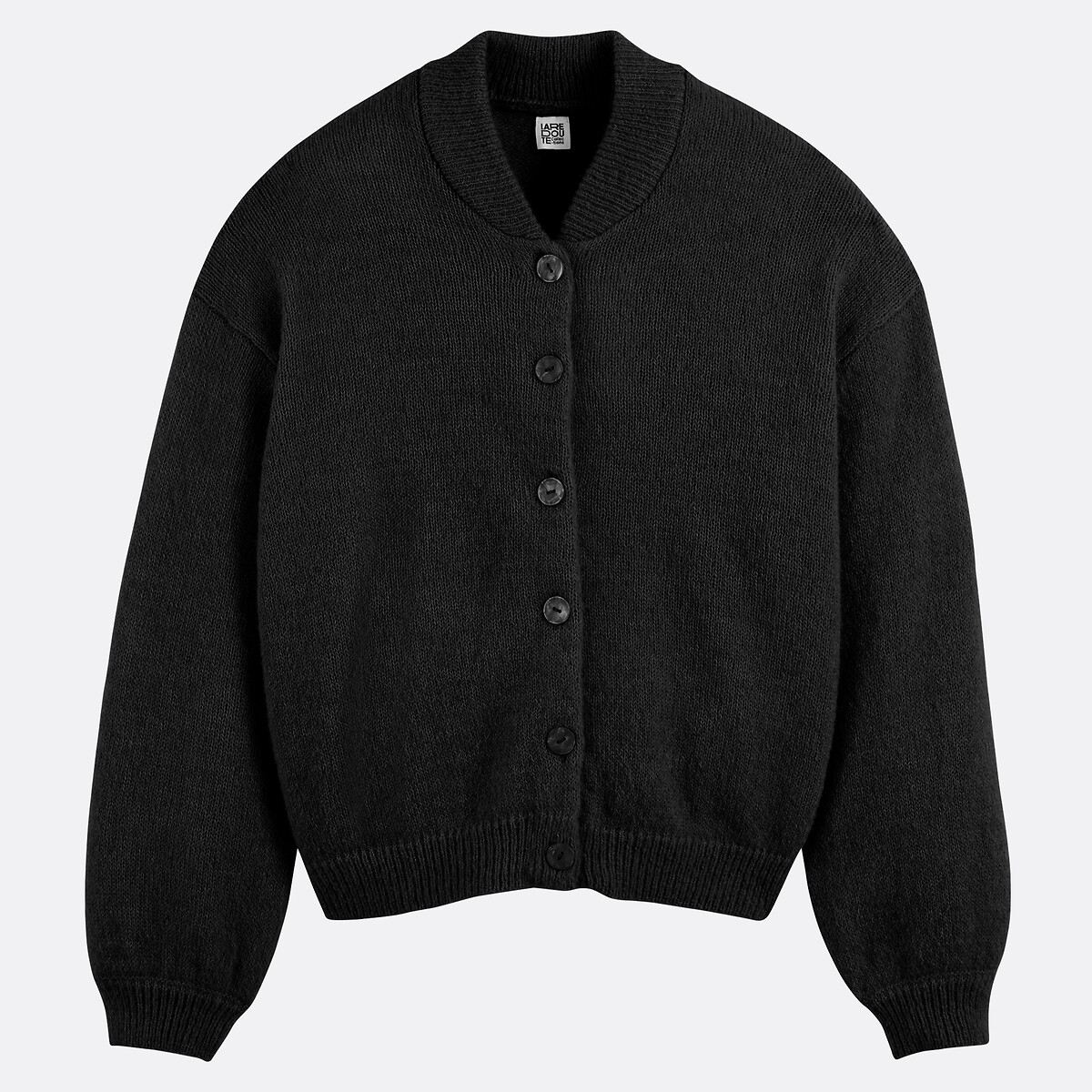 Cardigan col montant, grosse maille alpaga mélangé noir, LA REDOUTE COLLECTIONS