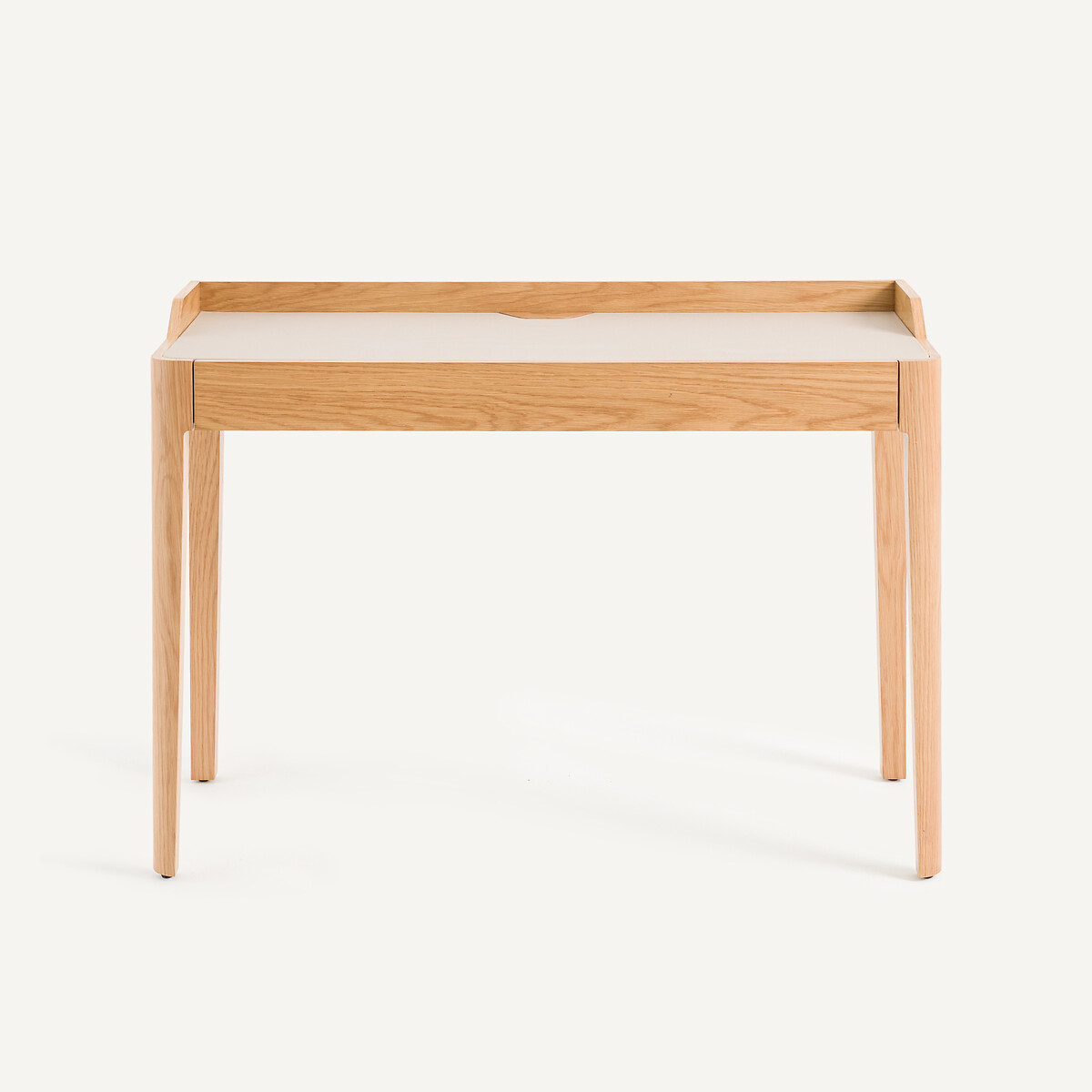 Scrivania in rovere impiallacciato e pelle, Junius, design Emmanuel Gallina quercia naturale, AM.PM X EMMANUEL GALLINA