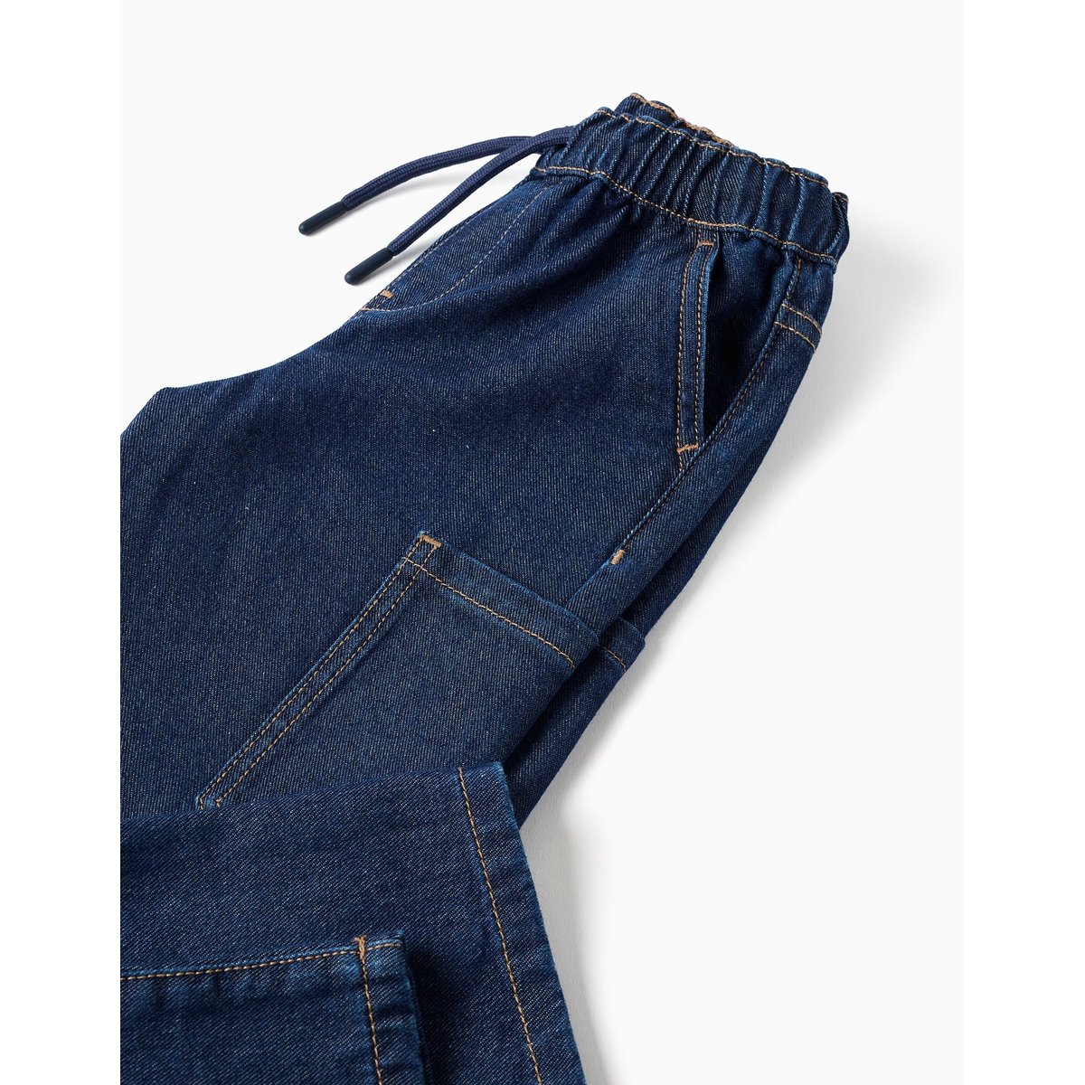 Jean baggy cargo avec cordon de serrage bleu foncé, ZIPPY