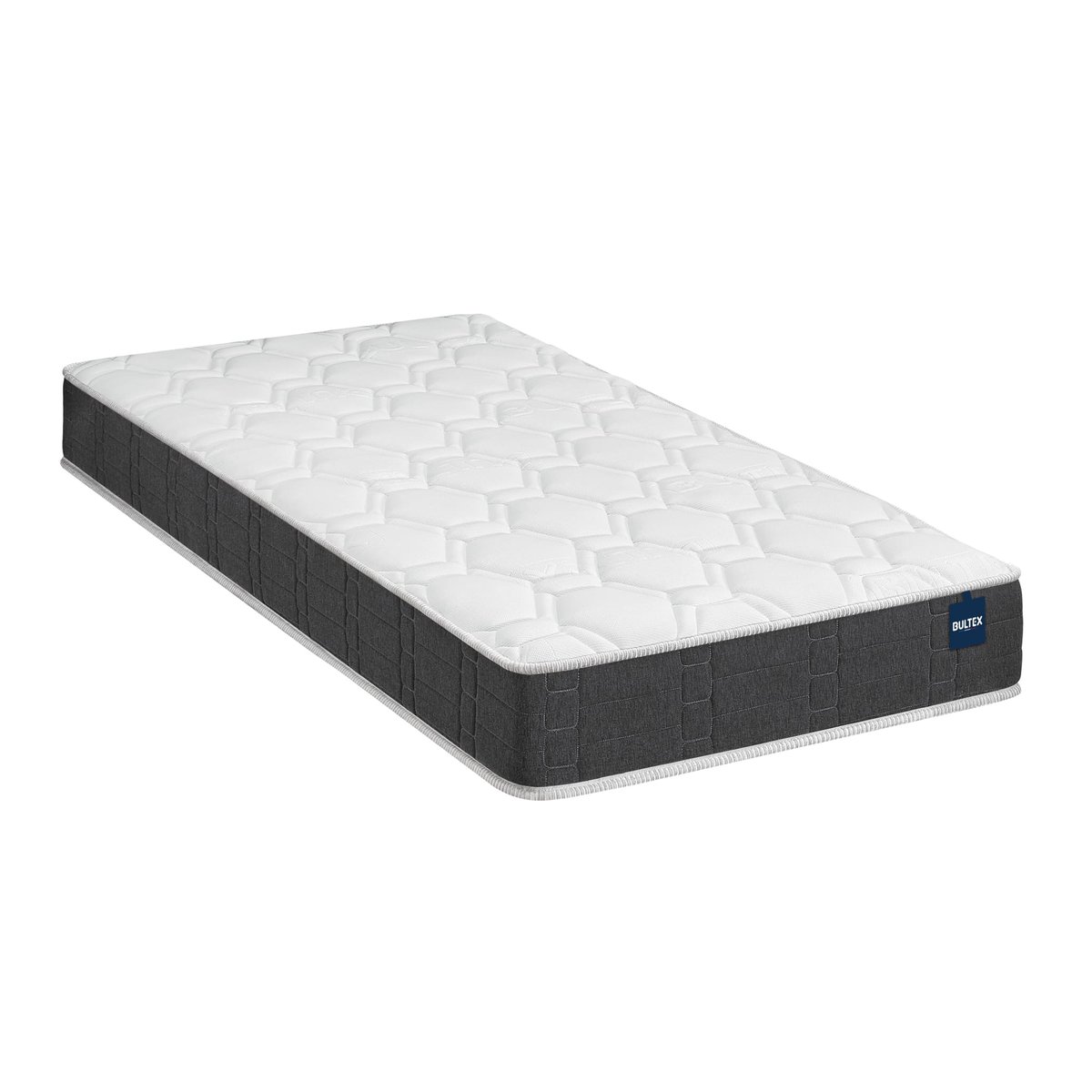 Ensemble matelas nano REGULAR, sommier VIGOROSO gris fumé et pieds blanc, BULTEX