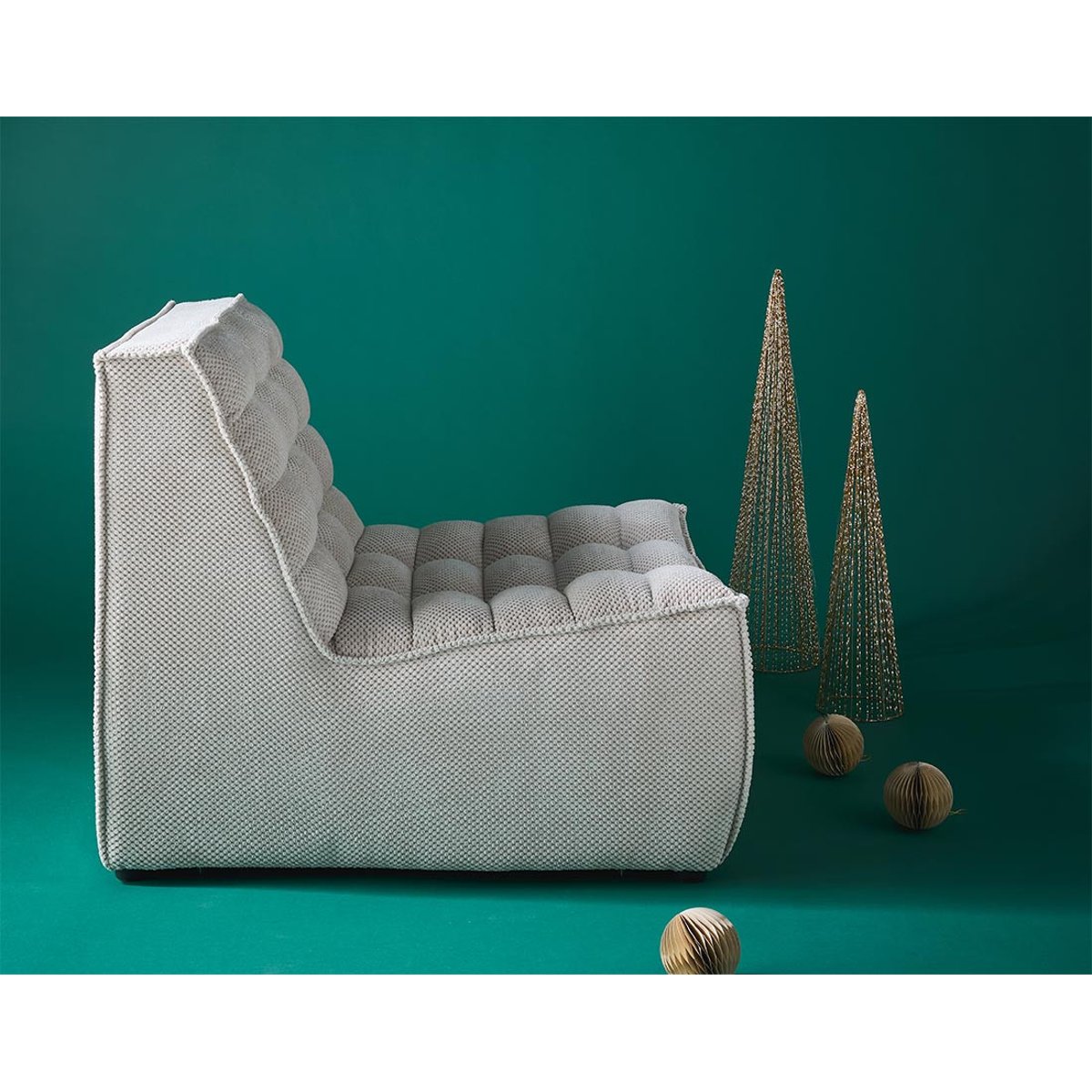 Fauteuil modulable en velours texturé, ELLIE beige, BEST MOBILIER