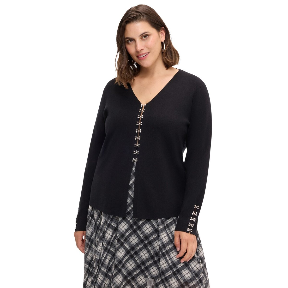 Cardigan avec applications métalliques noir, FIORELLA RUBINO