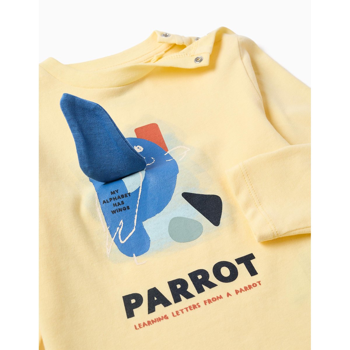 T-shirt en coton à manches longues avec imprimé perroquet jaune, ZIPPY
