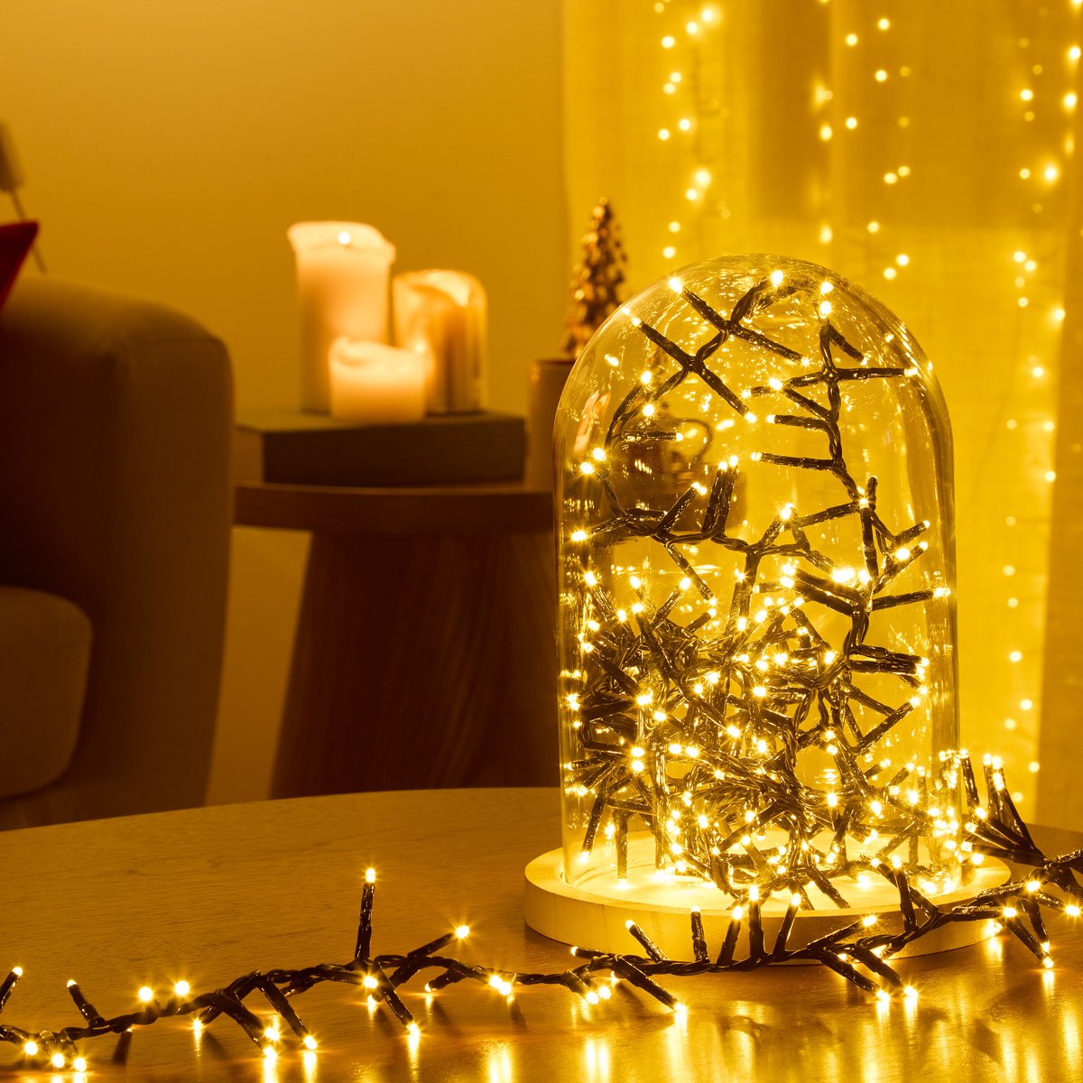 Guirlande lumineuse micro-LED d'extérieur 3 m 300 LED blanc froid 13 fonctions avec minuteur sur secteur blanc chaud, ATMOSPHERA