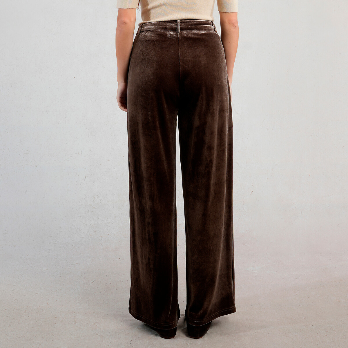 Velour Wide Leg Trousers brown, MOLLY BRACKEN