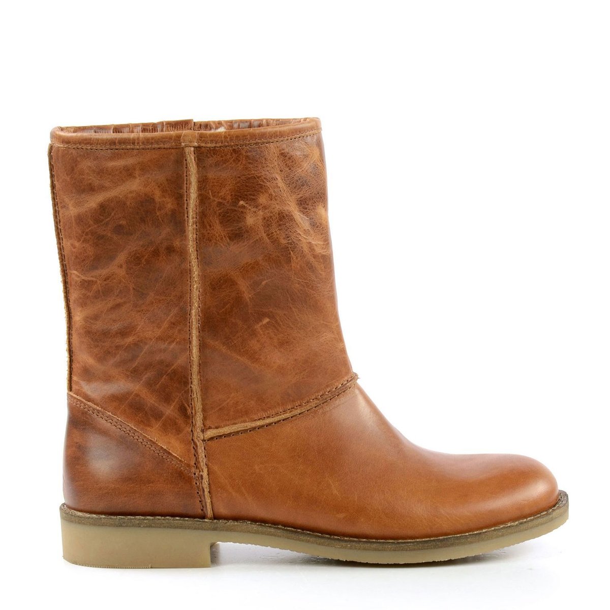 Bottes courtes en cuir cognac, SACHA