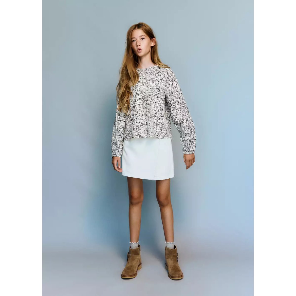 Blouse coton imprimé animal marron, MANGO KIDS