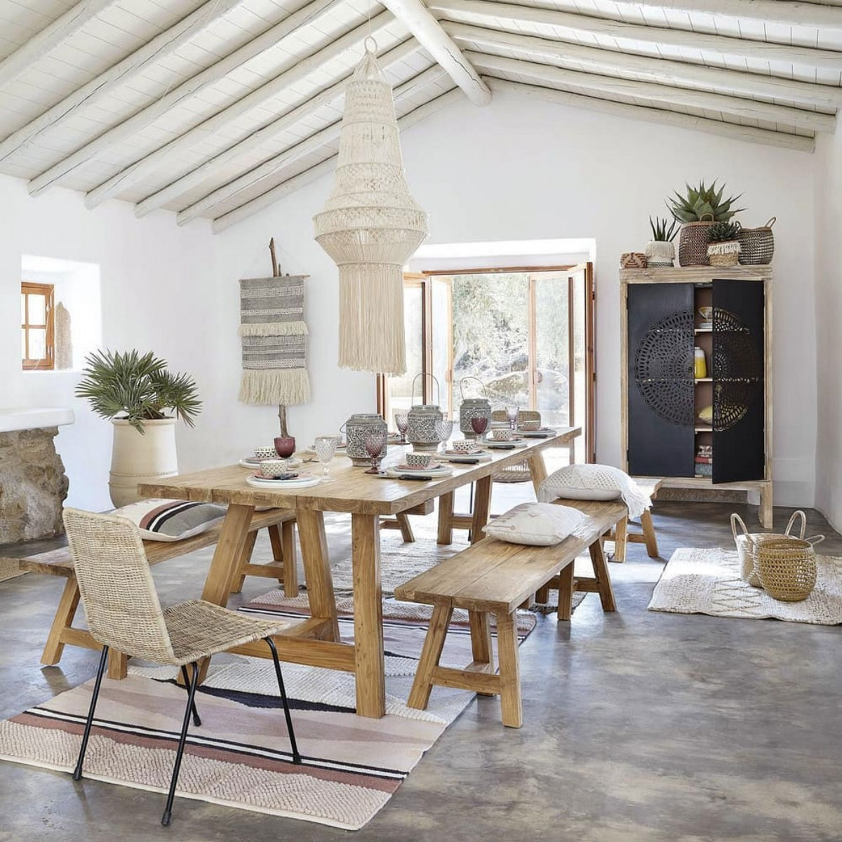 Banc en bois massif élégant pour extérieur - CANTANA beige, MATHI DESIGN