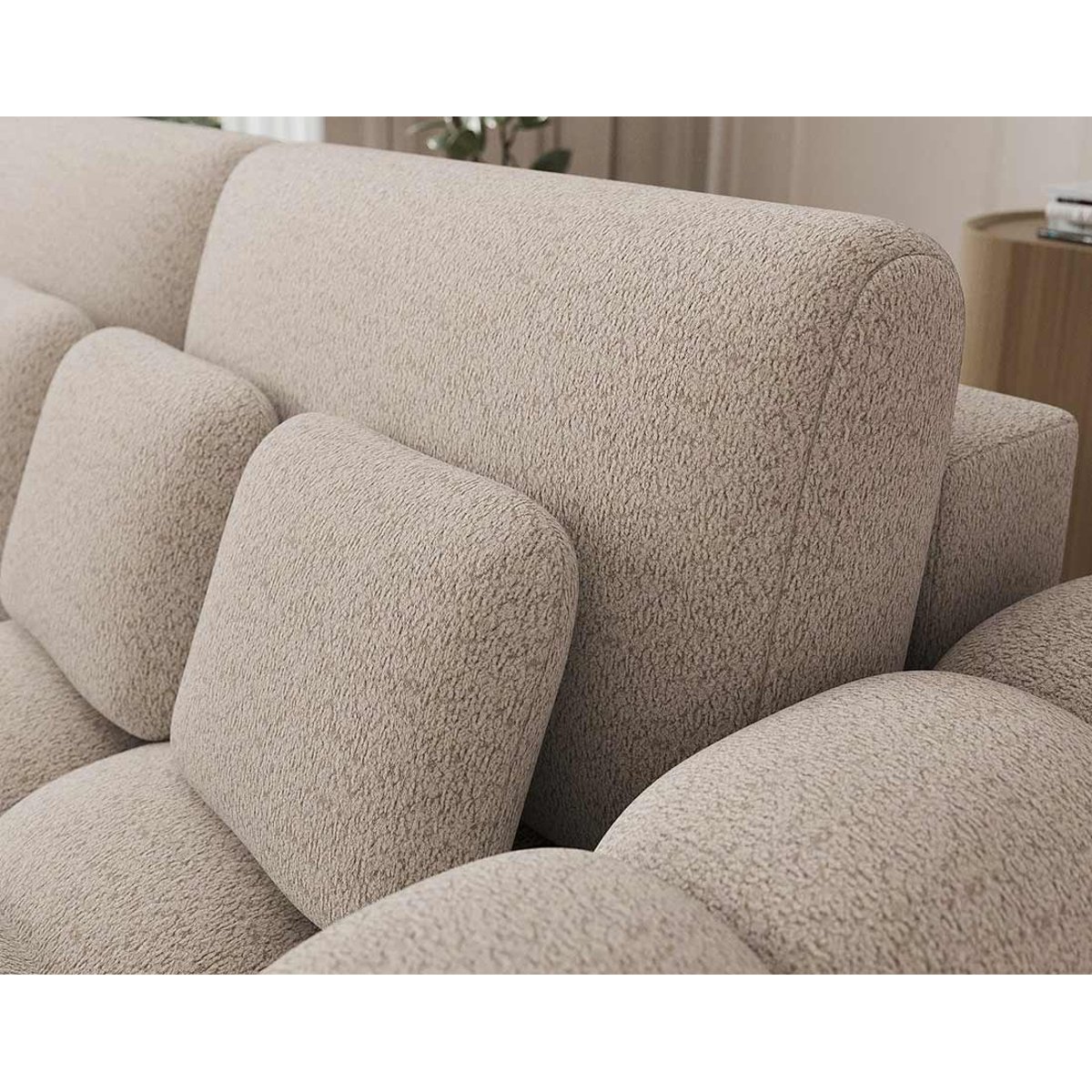 Canapé convertible tissu bouclette 3pl, DORIAN beige, BEST MOBILIER