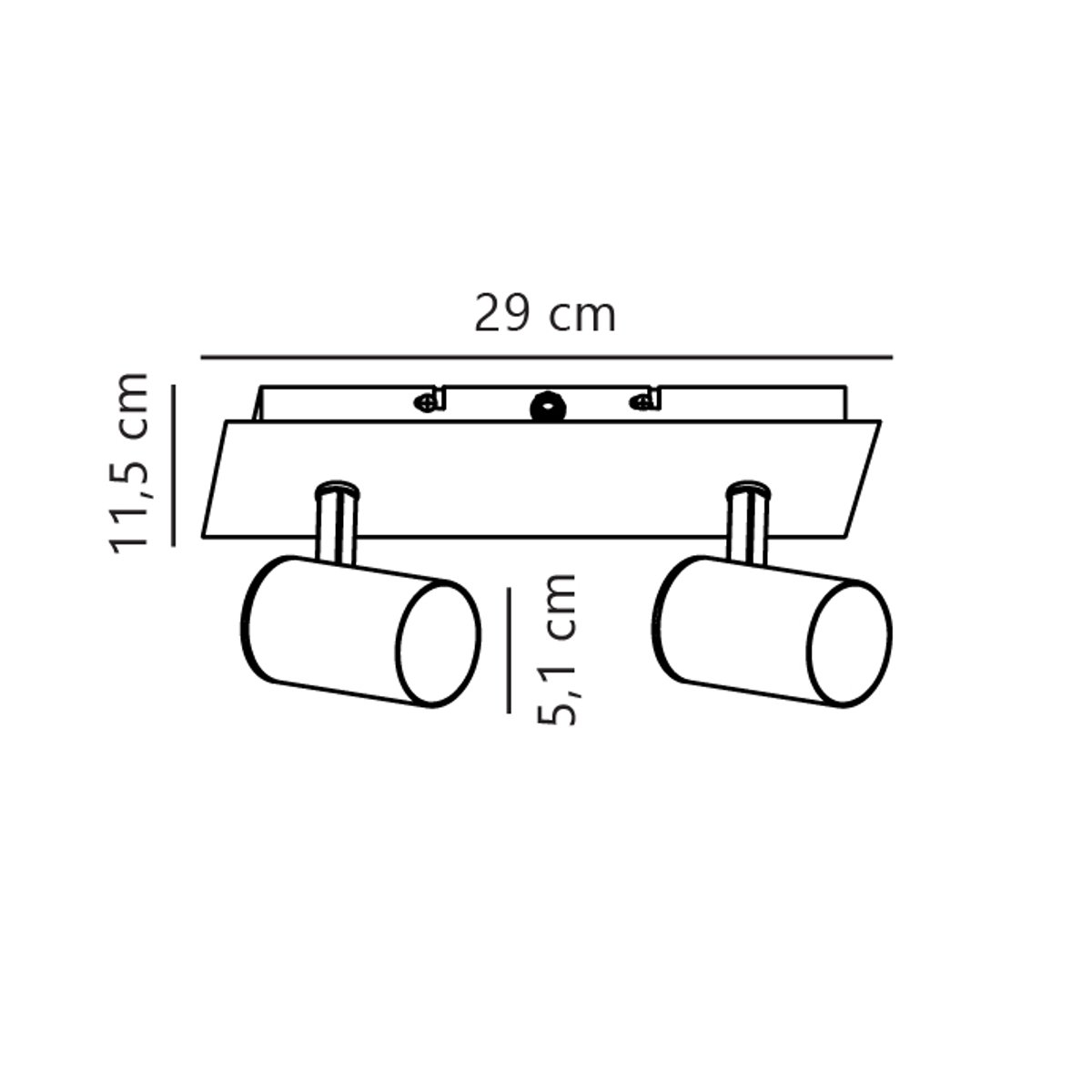 Plafonnier 2-spots abat-jour inclinable et orientable en métal, FRIDA blanc, NORDLUX