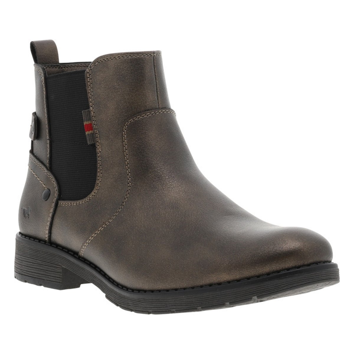 Boots bronze à talon décroché bas avec un zip et un soufflet élastiqué bronze, MUSTANG