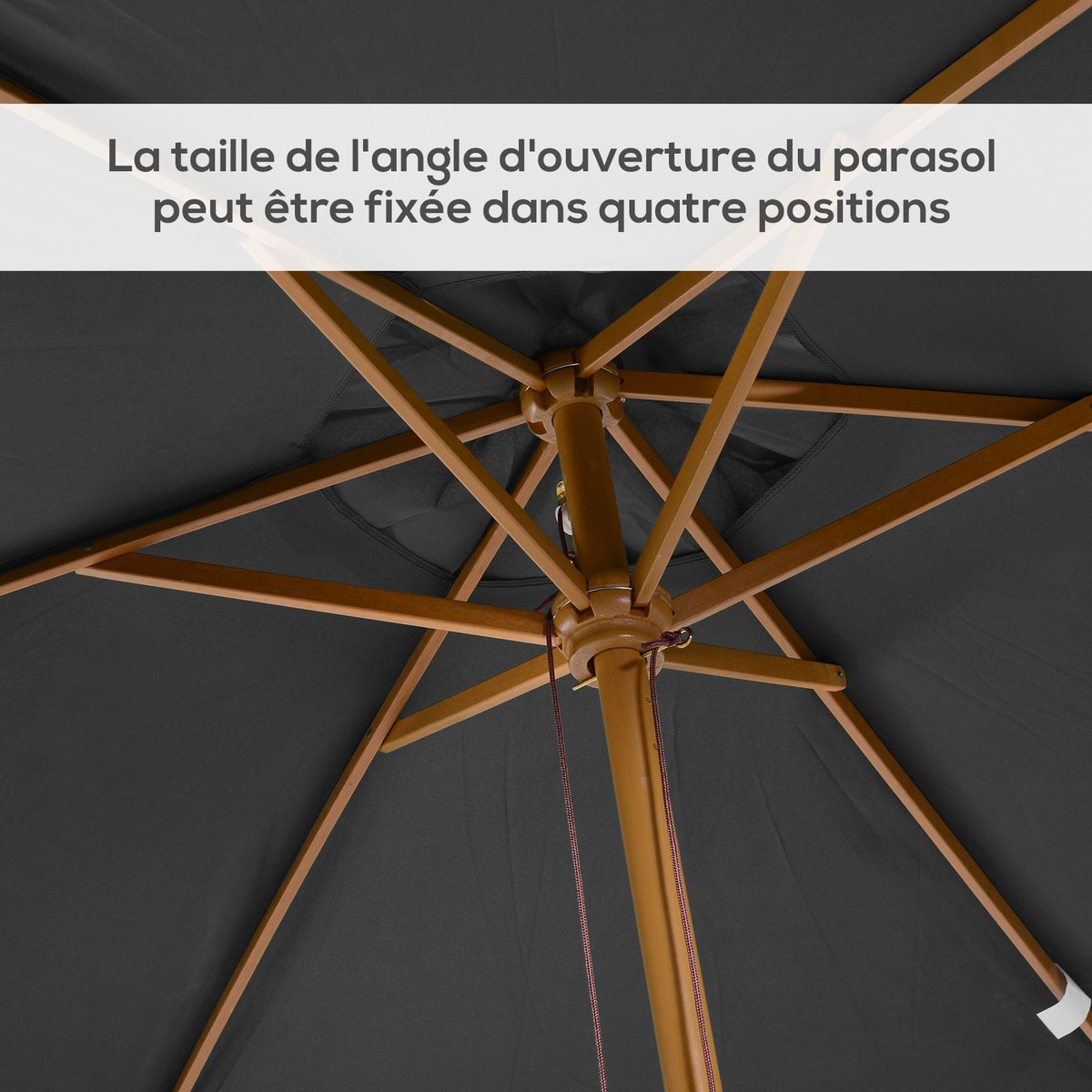 Parasol de terrasse Bois Gris foncé anthracite, OUTSUNNY