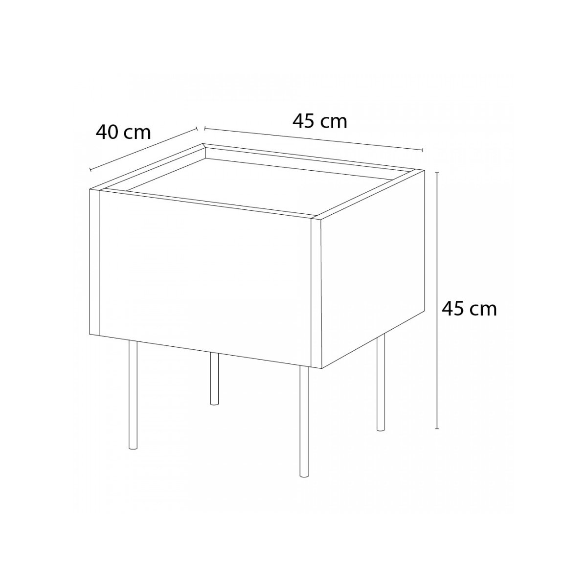 Table de chevet Panneaux de particules, ATLAS rouge, BOBOCHIC
