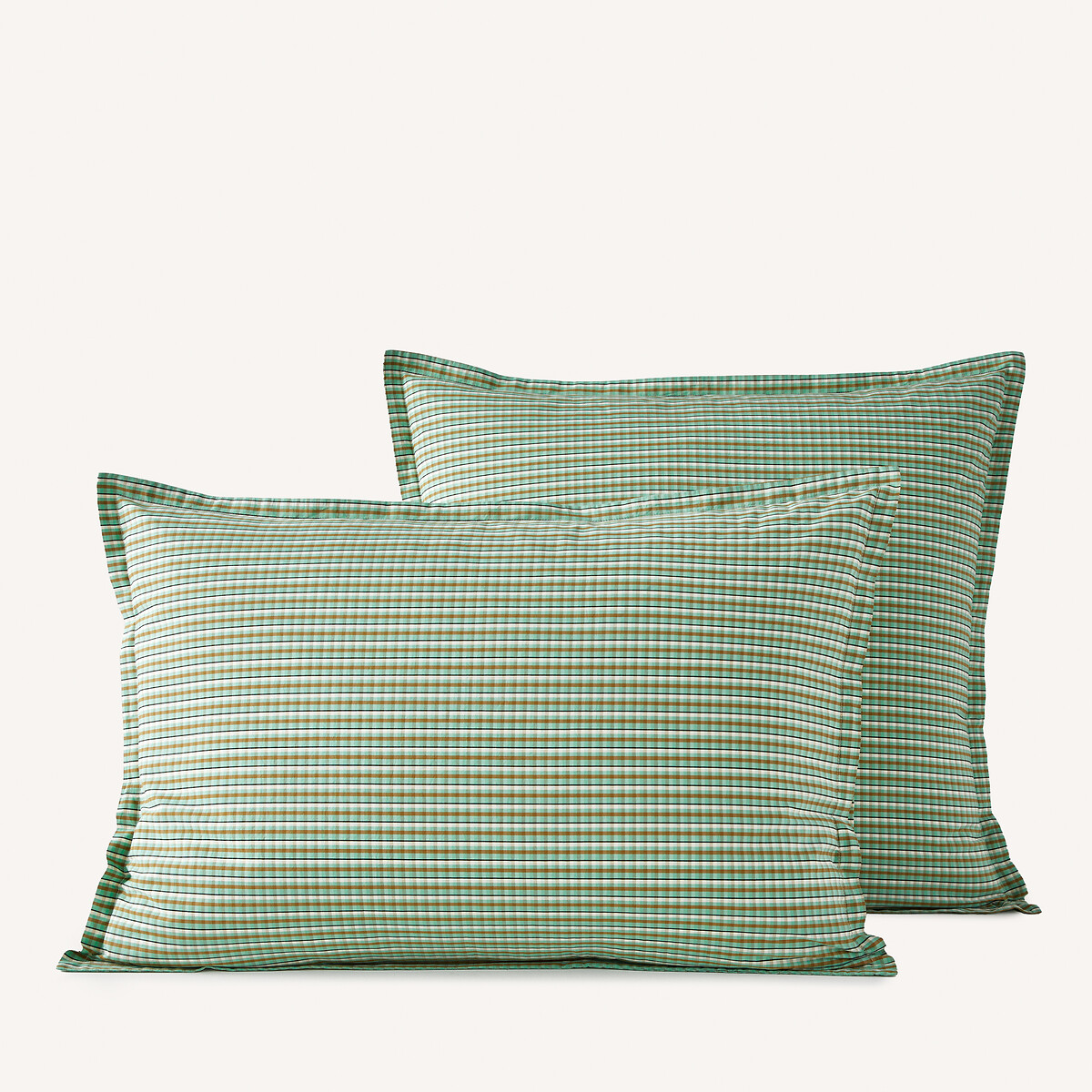 Taie d'oreiller en percale lavée 120 fils, JALIANI carreaux menthe, AM.PM