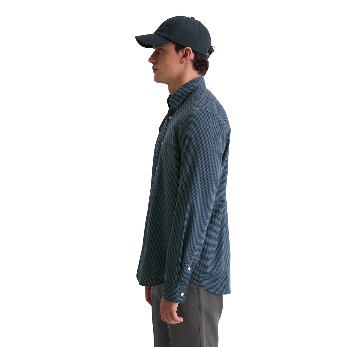 Chemise regular en carreaux vichy bleu foncé, MARC O'POLO