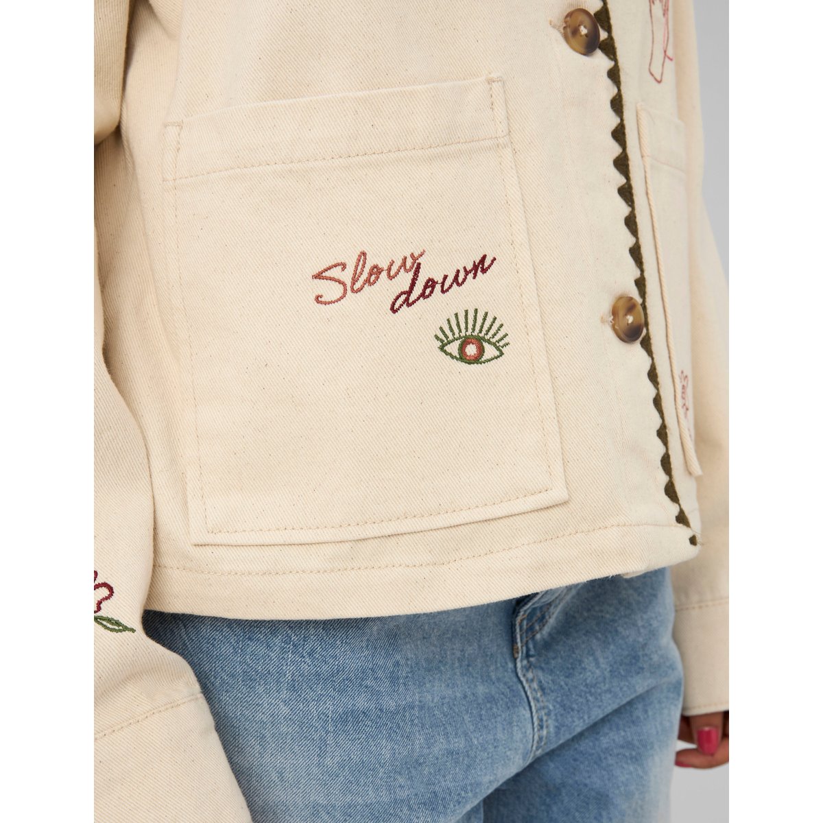Veste brodée naturel, BZB